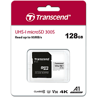 Transcend TS128GUSD300S-A 128GB microSDXC Class 10 UHS-I U1 R95, W45MB/s with SD adapter